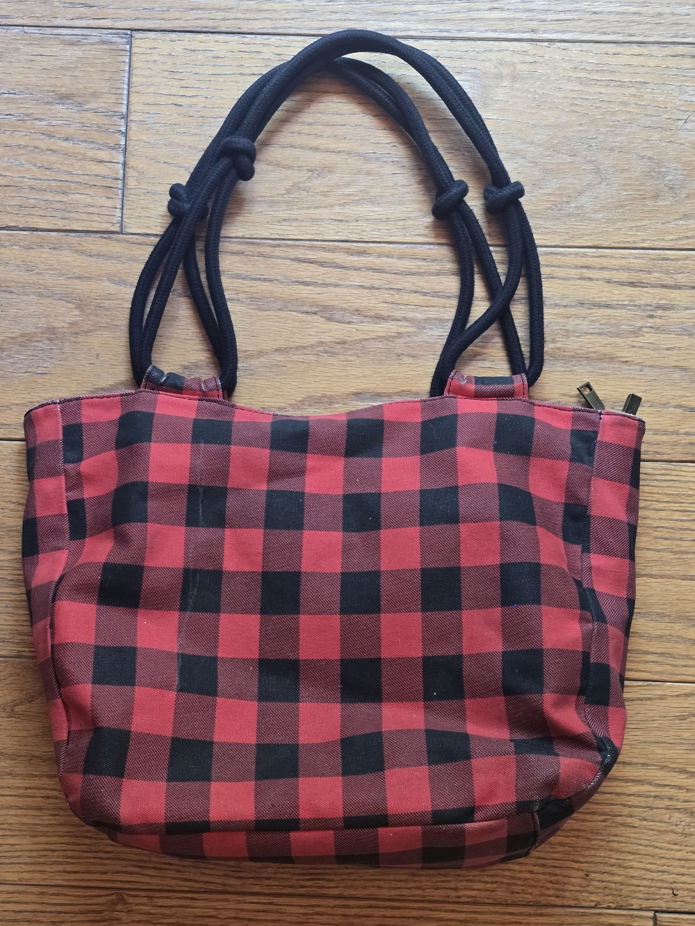 Buffalo Plaid Red and Black Tote Bag with Rope Handles